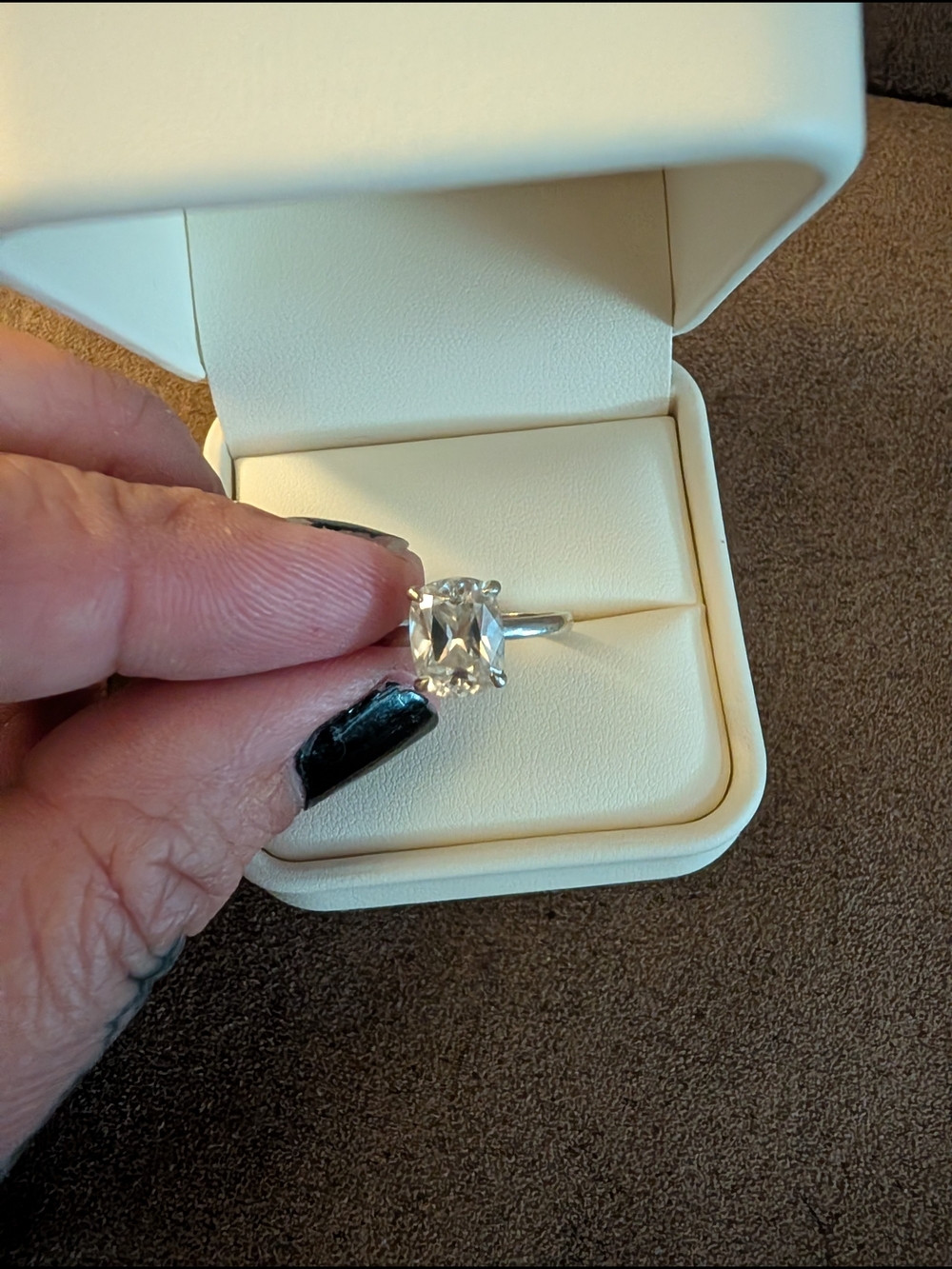 Elegant Cushion-Cut Solitaire Moissanite Ring in 14k White Gold